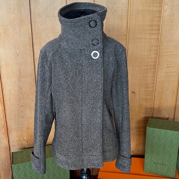 Lululemon brown tweed Jacket w/ funnel collar - Picture 1 of 11